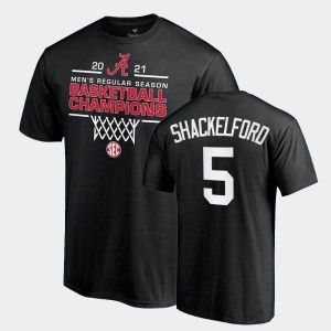 Jaden Shackelford Crimson 2021 SEC Basketball Regular Season Champions Tee #5 Mens 2021 SEC Men's Basketball Regular Season Champions T-Shirt - Black 223932-138