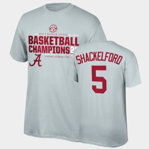 Jaden Shackelford Crimson 2021 SEC Men's Basketball Regular Season Champions 2021 SEC Basketball Regular Season Champions Top of the World Tee #5 Mens T-Shirt - Gray 262272-234