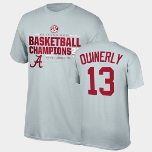 Jahvon Quinerly The Tide #13 Men 2021 SEC Men's Basketball Regular Season Champions 2021 SEC Basketball Regular Season Champions Top of the World Tee T-Shirt - Gray 746617-287