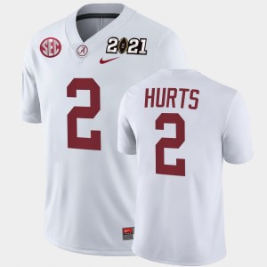 Jalen Hurts Roll Tide Playoff Game 2021 National Championship Men's #2 Jerseys - White 429863-443