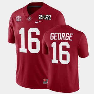 Jayden George Bama 2021 National Championship #16 Playoff Game Men's Jerseys - Crimson 974566-755