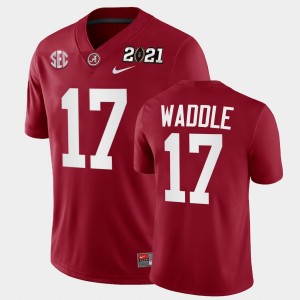 Jaylen Waddle The Tide #17 2021 National Championship Playoff Game Mens Jerseys - Crimson 493094-382