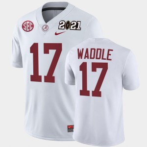 Jaylen Waddle The Tide Playoff Game #17 2021 National Championship Mens Jersey - White 393016-843
