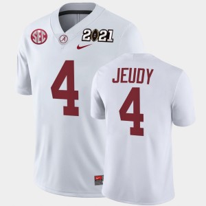 Jerry Jeudy Bama #4 Men's Playoff Game 2021 National Championship Jersey - White 245338-658
