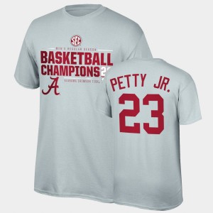 John Petty Jr. Alabama Crimson Tide #23 2021 SEC Men's Basketball Regular Season Champions Men's 2021 SEC Basketball Regular Season Champions Top of the World Tee T-Shirt - Gray 145483-344