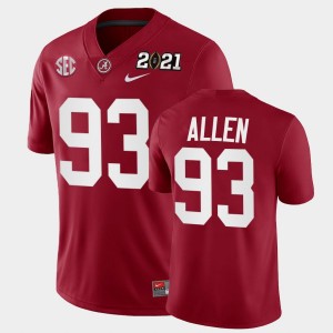 Jonathan Allen Alabama Mens 2021 National Championship Playoff Game #93 Jerseys - Crimson 428700-546