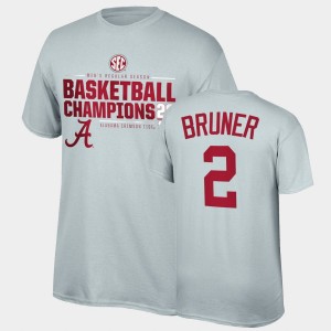 Jordan Bruner Roll Tide Men 2021 SEC Basketball Regular Season Champions Top of the World Tee 2021 SEC Men's Basketball Regular Season Champions #2 T-Shirt - Gray 326673-348