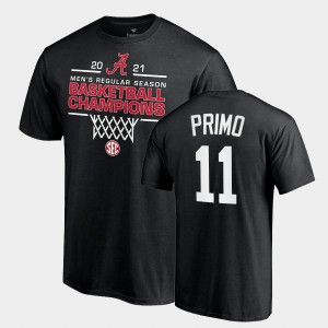 Joshua Primo Alabama #11 Men 2021 SEC Basketball Regular Season Champions Tee 2021 SEC Men's Basketball Regular Season Champions T-Shirt - Black 535185-536