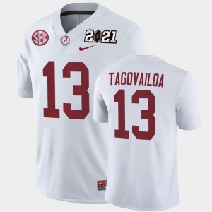 Tua Tagovailoa Bama Men's 2021 National Championship Playoff Game #13 Jersey - White 702933-207