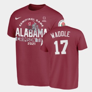 Jaylen Waddle Bama 2021 Rose Bowl Men Alumni #17 T-Shirt - Crimson 850361-742