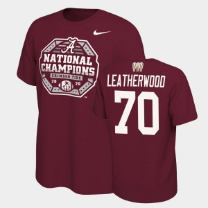 Alex Leatherwood Roll Tide 3X CFP 2020 National Champions Mens #70 T-Shirt - Crimson 432443-958