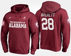 Anthony Averett Bama Mens #28 Name and Number NCAA Hoodie - Crimson 790040-977