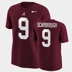 Bo Scarbrough Bama College Football #9 Name & Number Mens T-Shirt - Crimson 813856-754