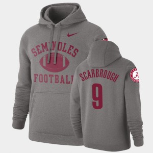 Bo Scarbrough Bama Pullover #9 Retro Football Men Hoodie - Heathered Gray 217301-638