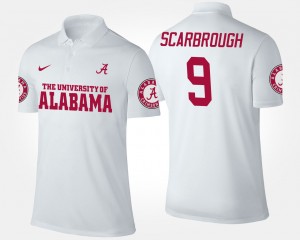 Bo Scarbrough Alabama #9 Mens Name and Number Replica Polo - White 509424-789