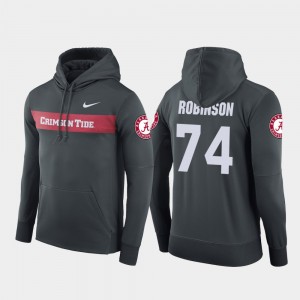 Cam Robinson Roll Tide Men's #74 Sideline Seismic Football Performance Hoodie - Anthracite 663075-935