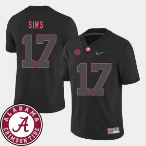 Cam Sims Crimson #17 2018 SEC Patch Men College Football Jerseys - Black 213838-874