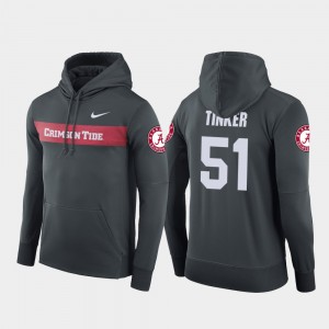 Carson Tinker Crimson Sideline Seismic #51 Football Performance Mens Hoodie - Anthracite 535861-154