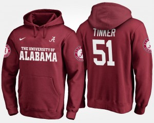 Carson Tinker The Tide Men 2025 #51 Name and Number Hoodie - Crimson 455451-306
