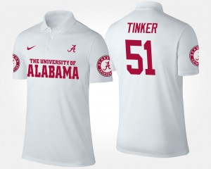 Carson Tinker Crimson Mens 2025-26 Name and Number #51 Polo - White 690402-245