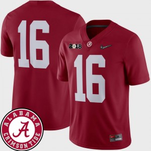 Alabama #16 College Football 2018 National Championship Playoff Game Mens Jerseys - Crimson 578376-339