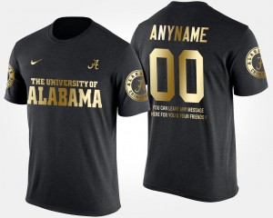 Custom Alabama Crimson Tide #00 Gold Limited Short Sleeve With Message Men's T-Shirt - Black 216587-347