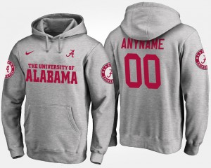 Custom Bama Name and Number #00 Official Mens Hoodie - Gray 526986-595