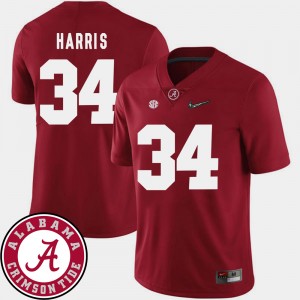 Damien Harris University of Alabama 2018 SEC Patch #34 College Football Men's Jerseys - Crimson 810289-631