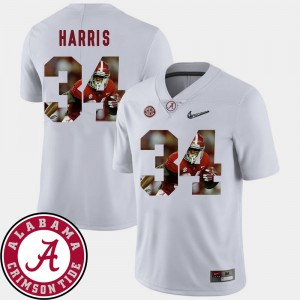 Damien Harris Alabama Crimson Tide #34 Pictorial Fashion Men Football Jerseys - White 664422-529