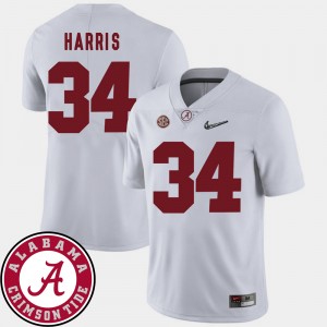 Damien Harris University of Alabama 2018 SEC Patch #34 College Football Men Jerseys - White 239178-894