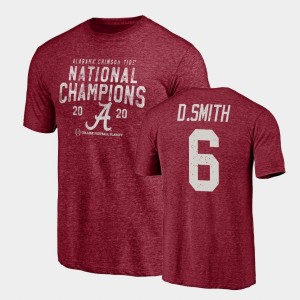 DeVonta Smith University of Alabama 2020 National Champions #6 Men's Tri-Blend T-Shirt - Crimson 589660-806