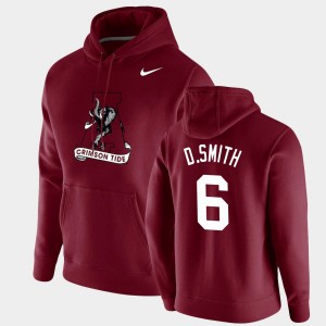 DeVonta Smith Roll Tide Pullover #6 Vintage School Logo Men's Hoodie - Crimson 804337-552