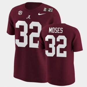 Dylan Moses University of Alabama Men Alumni 2020 National Champions #32 T-Shirt - Crimson 681526-274