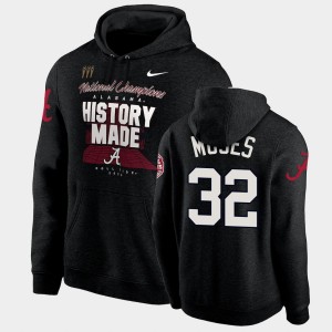 Dylan Moses Bama Mens #32 2020 National Champions History Made Pullover Hoodie - Black 160734-449