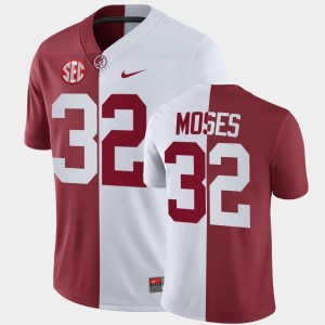 Dylan Moses Alabama Crimson Tide #32 Split Alumni Men Jersey - White Crimson 371889-476