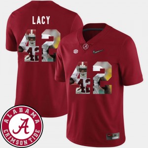 Eddie Lacy The Tide #42 Pictorial Fashion Mens Football Jersey - Crimson 977972-515