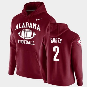 Jalen Hurts University of Alabama Retro Football Pullover #2 Men's Hoodie - Crimson 913829-769