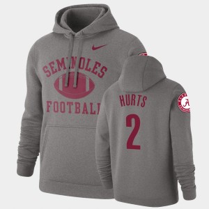 Jalen Hurts Alabama #2 Pullover Retro Football Men Hoodie - Heathered Gray 669743-805