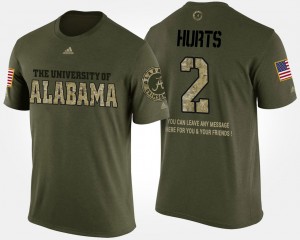 Jalen Hurts Crimson Mens Military #2 Short Sleeve With Message T-Shirt - Camo 788429-807