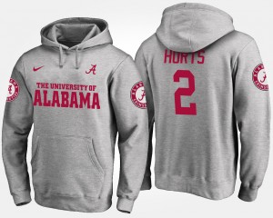 Jalen Hurts Crimson #2 Name and Number Men's 2025 Hoodie - Gray 607646-570