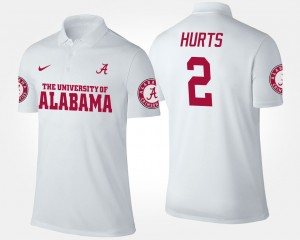 Jalen Hurts Alabama #2 NCAA Name and Number Men Polo - White 532043-282