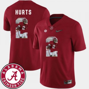 Jalen Hurts Alabama #2 Pictorial Fashion Football Men's Jersey - Crimson 626705-614