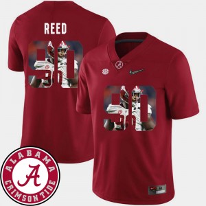 Jarran Reed Bama #90 Pictorial Fashion Men's Football Jersey - Crimson 259608-299