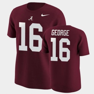 Jayden George The Tide Name & Number College Football #16 Mens T-Shirt - Crimson 582529-290