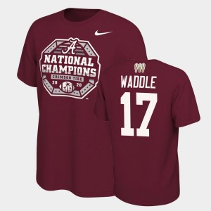 Jaylen Waddle Bama #17 Mens 2020 National Champions 3X CFP T-Shirt - Crimson 223640-208