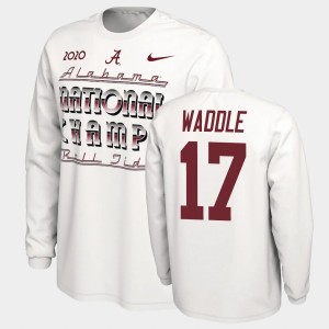Jaylen Waddle Roll Tide Men's #17 Long Sleeve 2020 National Champions T-Shirt - White 773262-637
