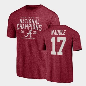 Jaylen Waddle Alabama Crimson Tide Men's 2020 National Champions Tri-Blend #17 T-Shirt - Crimson 128150-408