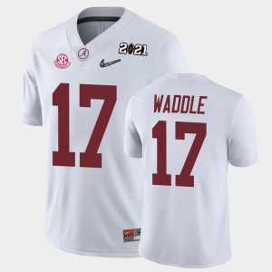 Jaylen Waddle Crimson Men Alumni 2021 National Championship #17 Jersey - White 384823-502