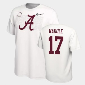 Jaylen Waddle Crimson Playoff College Football #17 Men's T-Shirt - White 551615-386