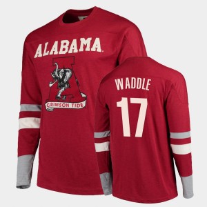 Jaylen Waddle Alabama Crimson Tide Mens #17 Football Long Sleeve Old School T-Shirt - Crimson 468375-834